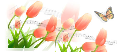 チューリップと蝶